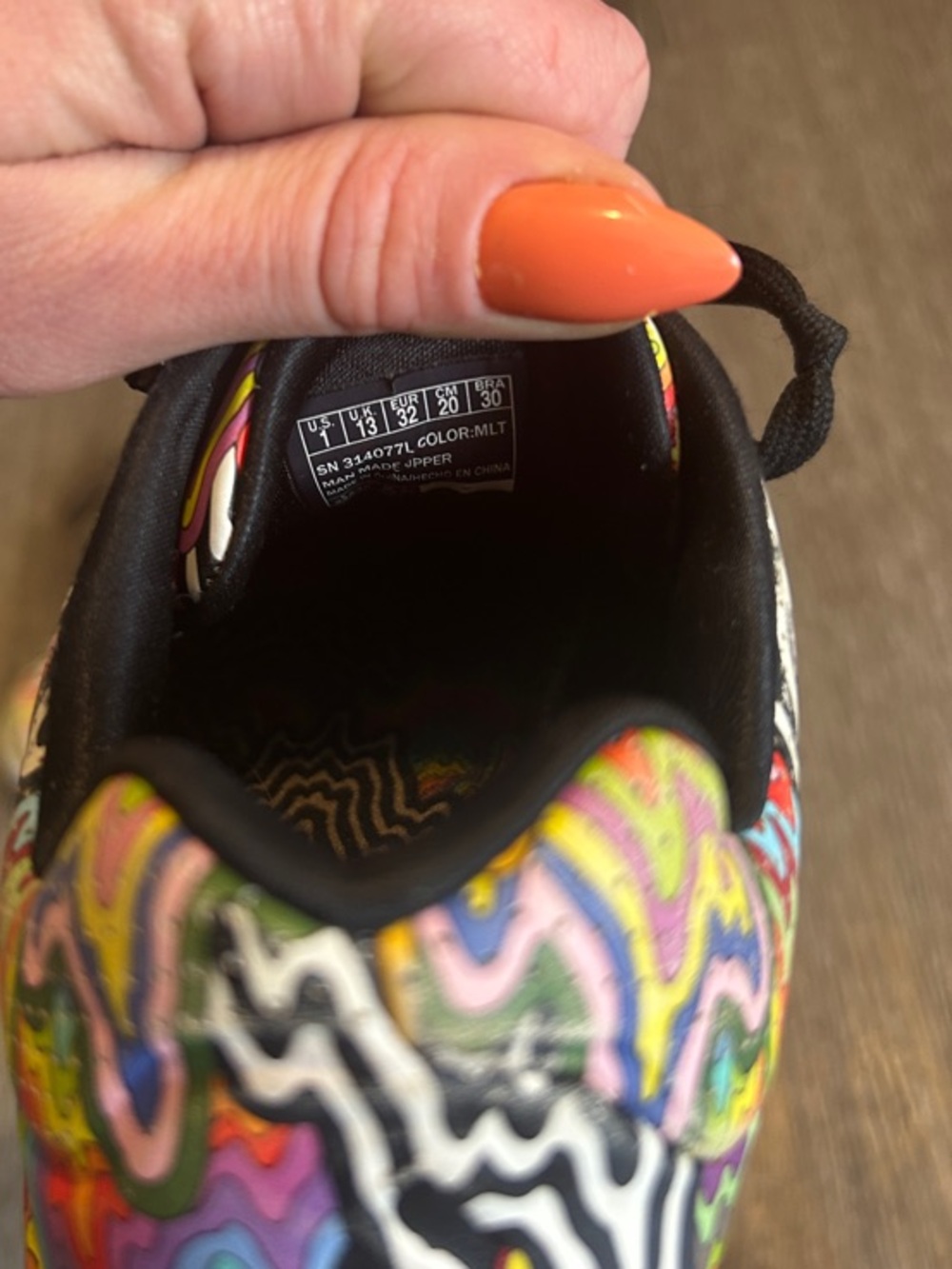 Skechers Kids Jen Stark 1Y Multicolor Psychedelic Pattern Sneakers - Picture 3 of 7